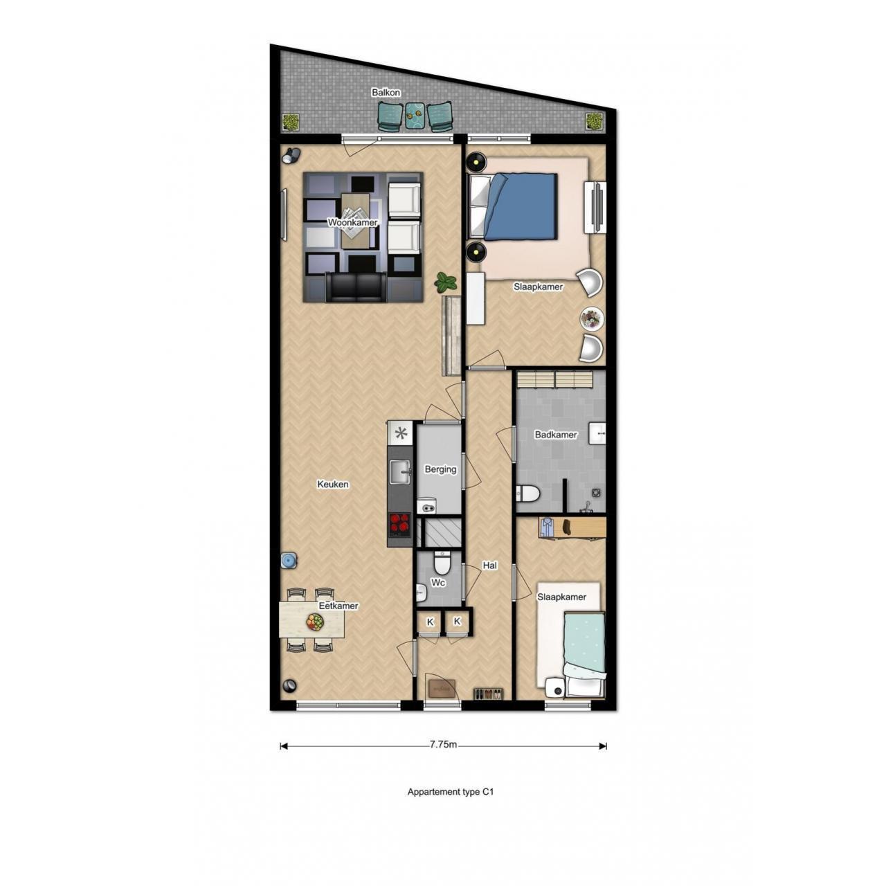 Spacious apartment with roof garden in De Kameleon - Image 16