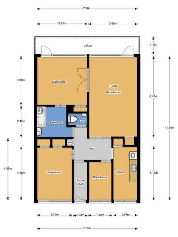 Licht 4-kamer hoekappartement (91m²) met zuidbalkon - Afbeelding 19