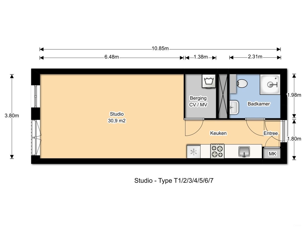Modern appartement met balkon en tuin - Afbeelding 5