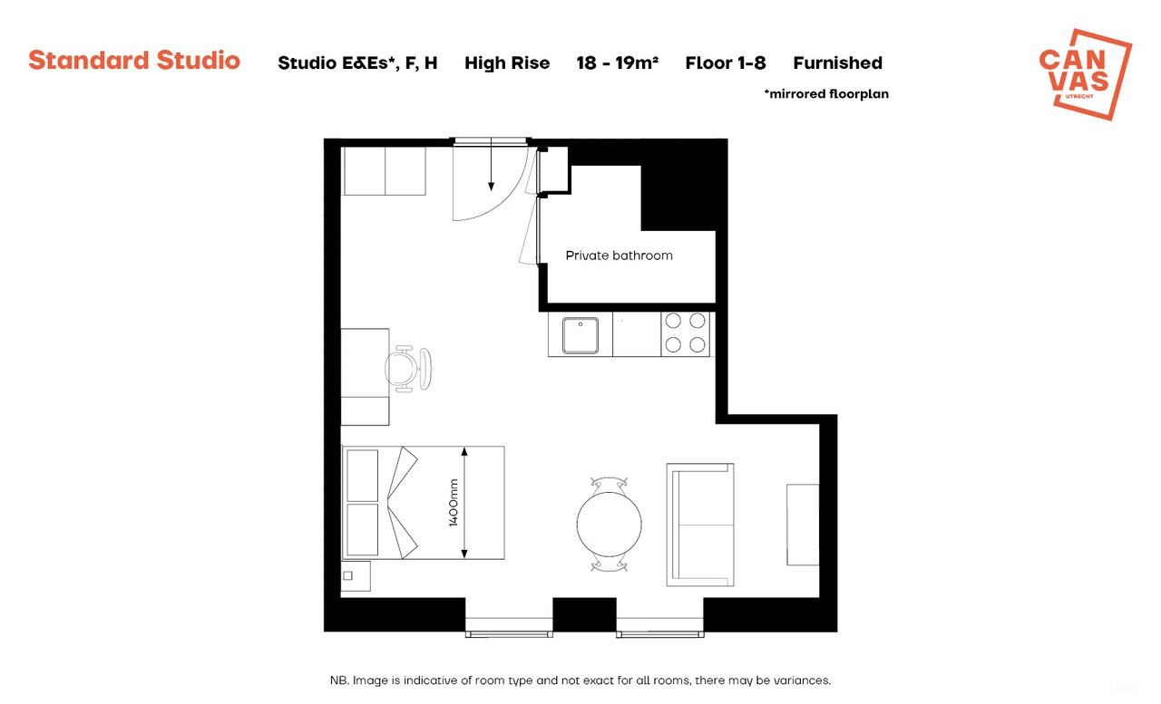 Gemeubileerde studio in Canvas Living - Afbeelding 18