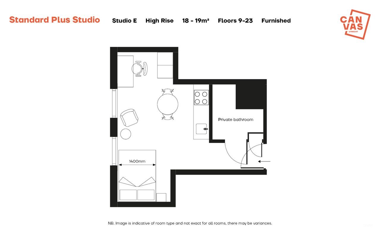 Gemeubileerde studio in Canvas Living - Afbeelding 17