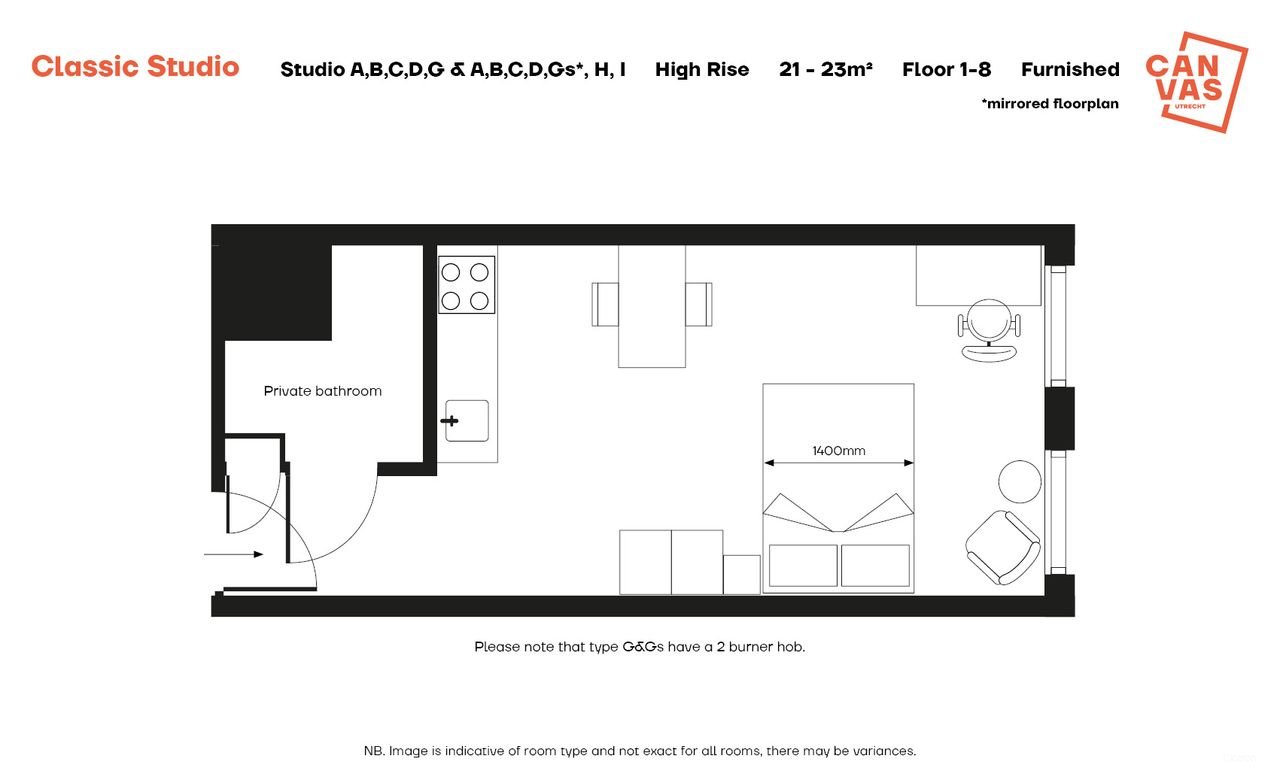 Gemeubileerde studio in Canvas Living - Afbeelding 16