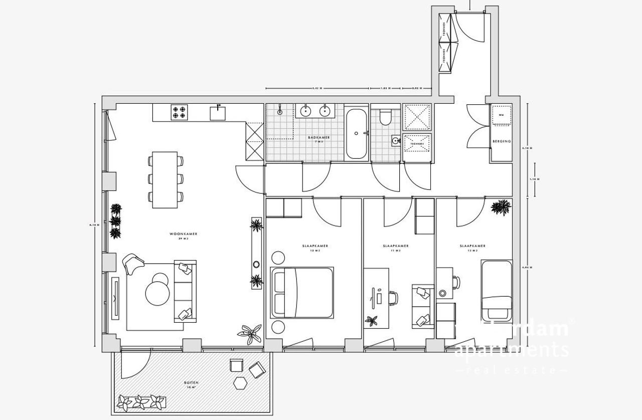 Skylinezicht vanuit je 3-slaapkamerappartement - Afbeelding 25