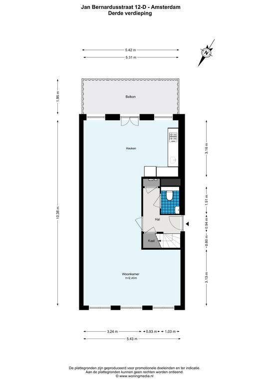 Dual-level living with balcony in De Pijp - Image 16