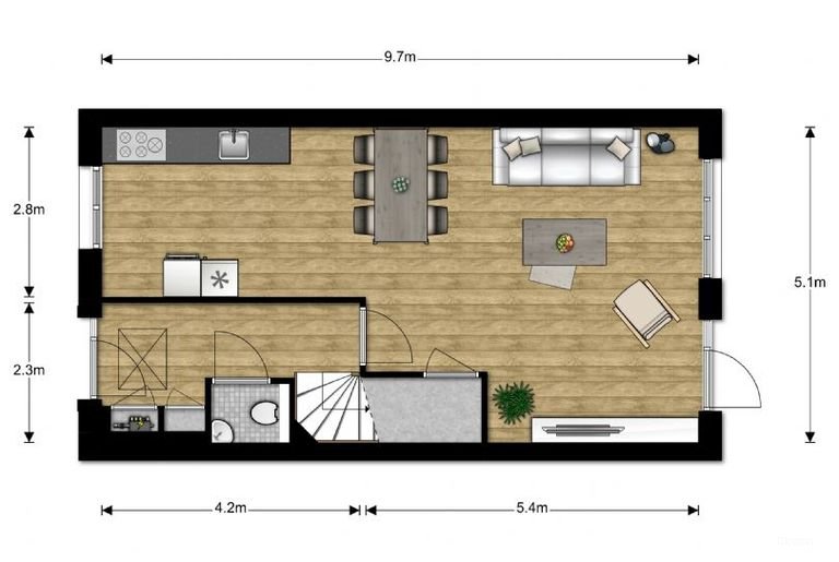 Moderne stadswoning met tuin en garage - Afbeelding 4