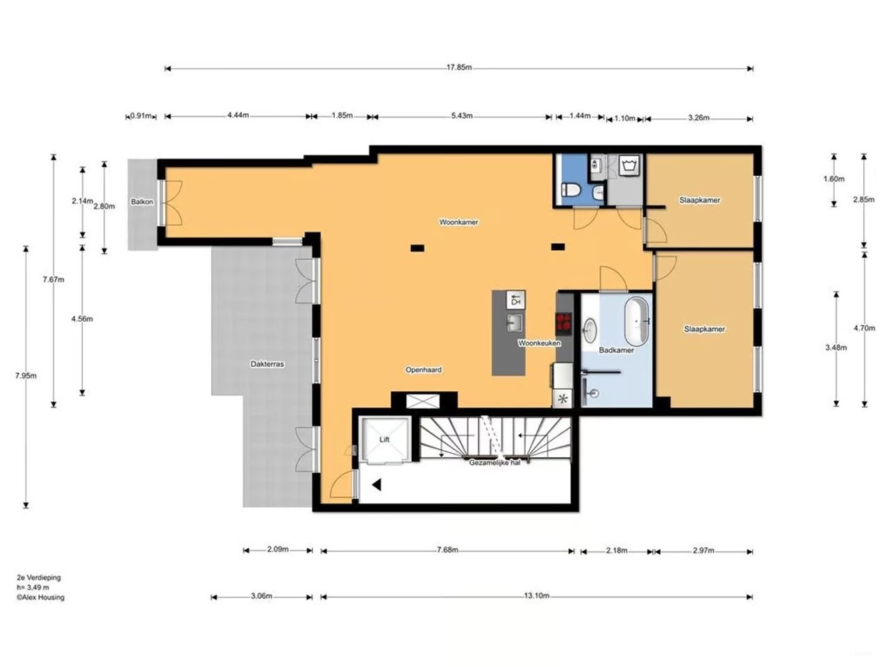 Licht appartement (113m²) met terras op zuid - Afbeelding 36