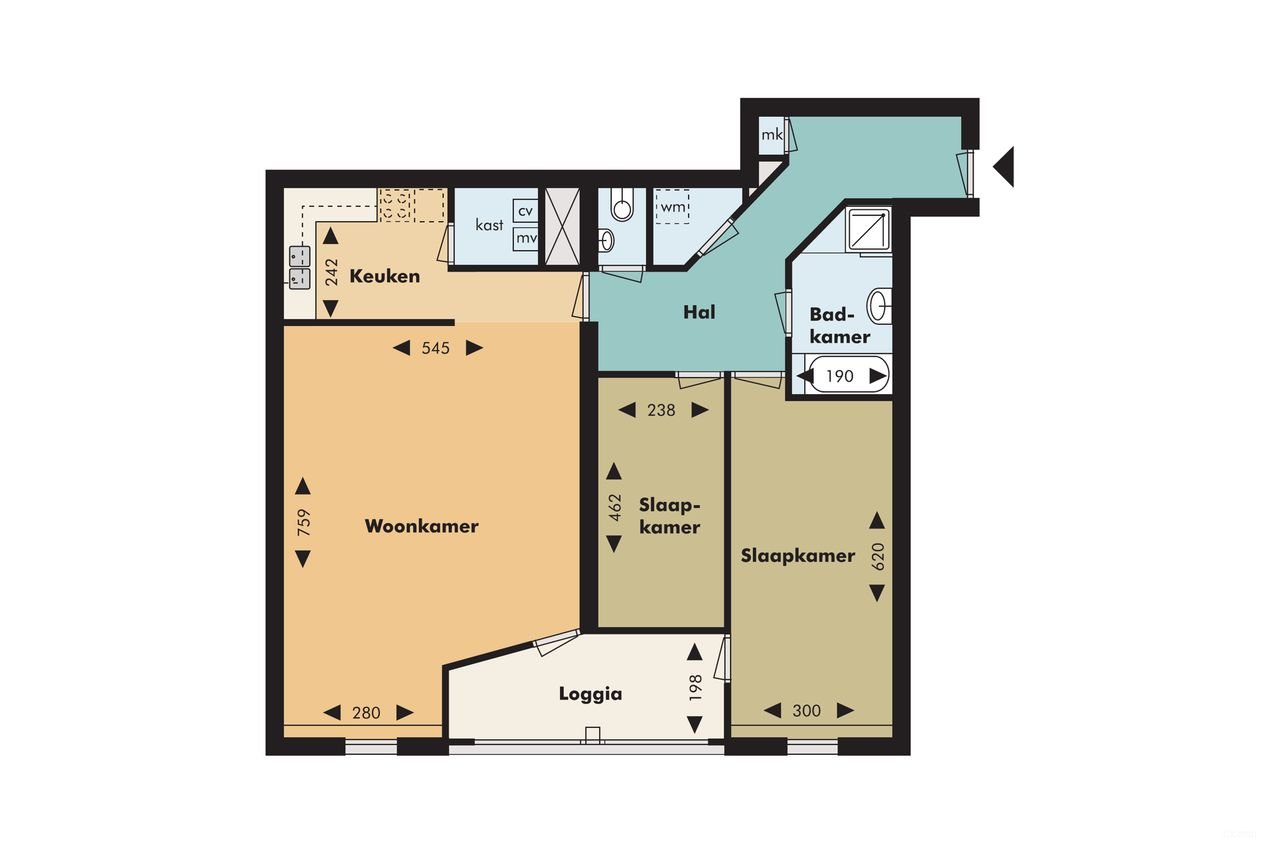 105m² appartement met zuidbalkon - Afbeelding 2