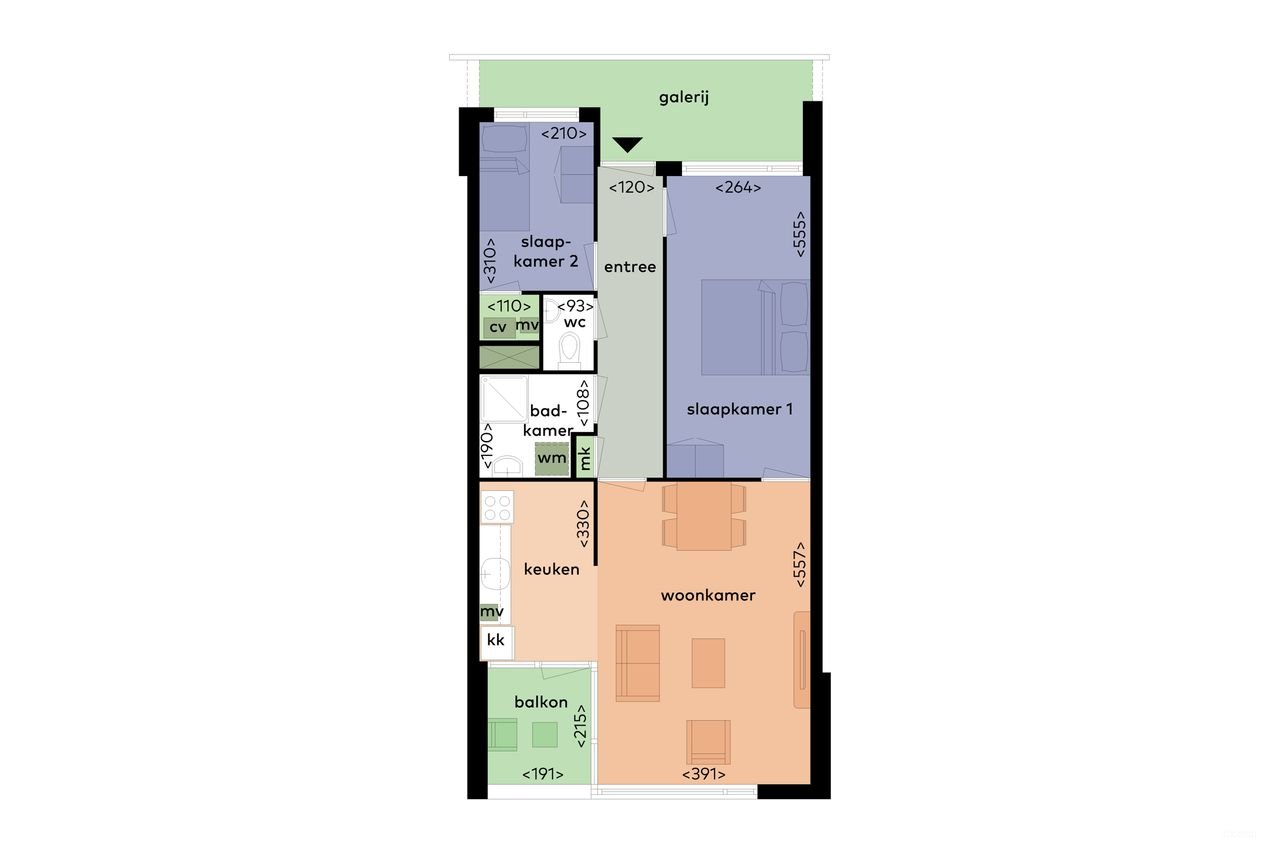 Licht 3-kamerappartement met balkon - Afbeelding 2