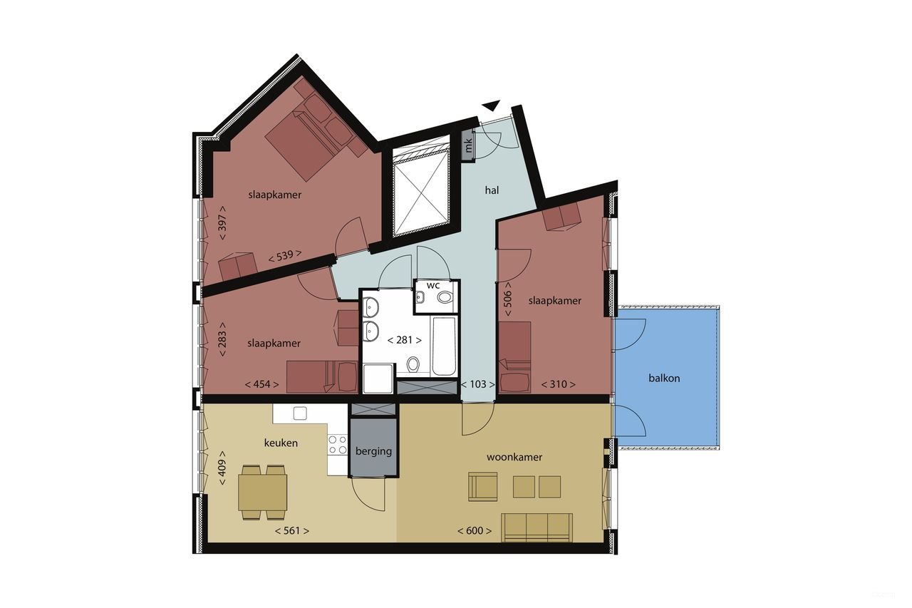Appartement van 124 m² met 3 slaapkamers bij Station Breda - Afbeelding 2
