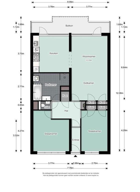 Licht 3-kamerappartement met balkon - Afbeelding 19