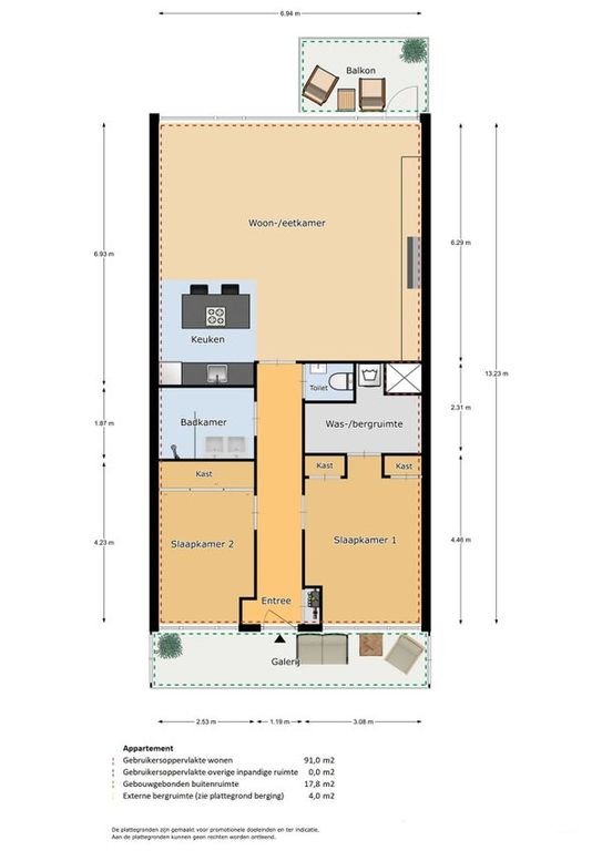 91m² appartement Paleiskwartier - Afbeelding 18