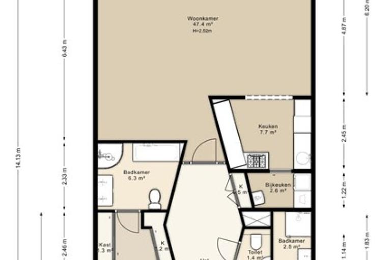 113 m² met 2 slaapkamers bij Stadshart - Afbeelding 18