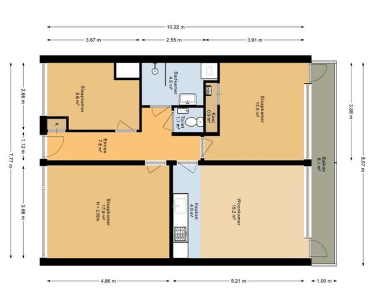 Appartement voor exact 3 delers aan Delflandplein - Afbeelding 14