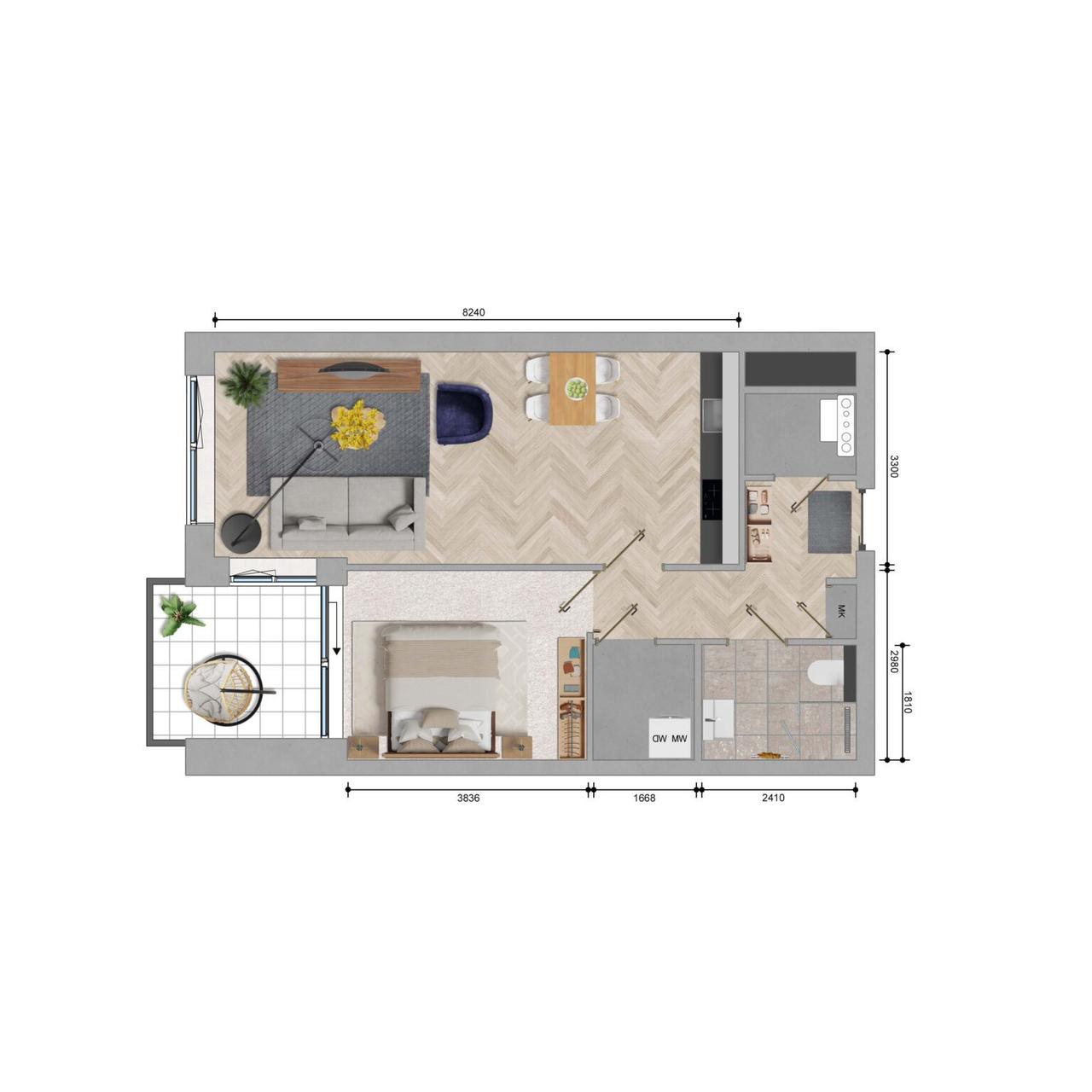 New 1-bedroom apartment (57 m²) with loggia near Sloterdijk - Image 14