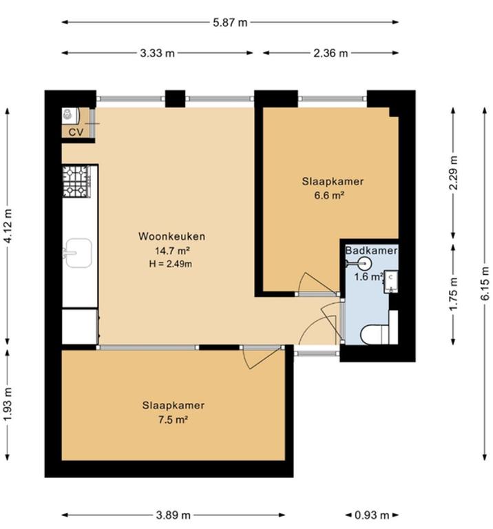Student Apartment of 32 m² in De Pijp - Image 14