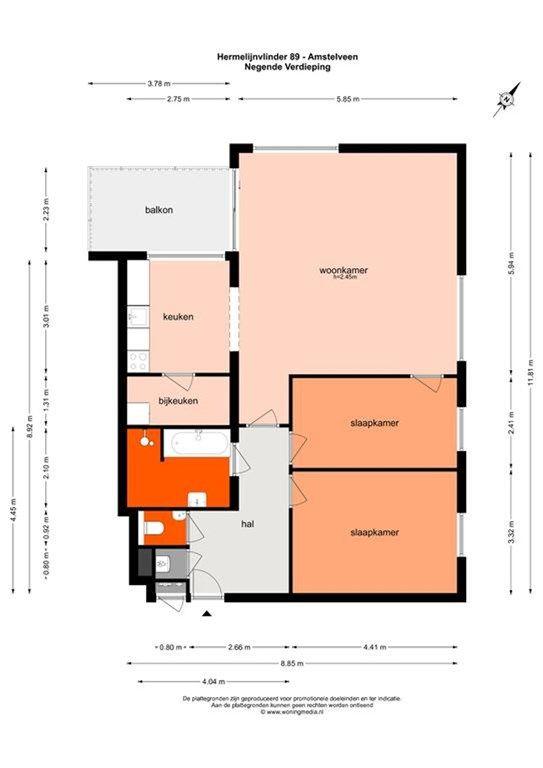 95 m² appartement met balkon in Diemen - Afbeelding 11