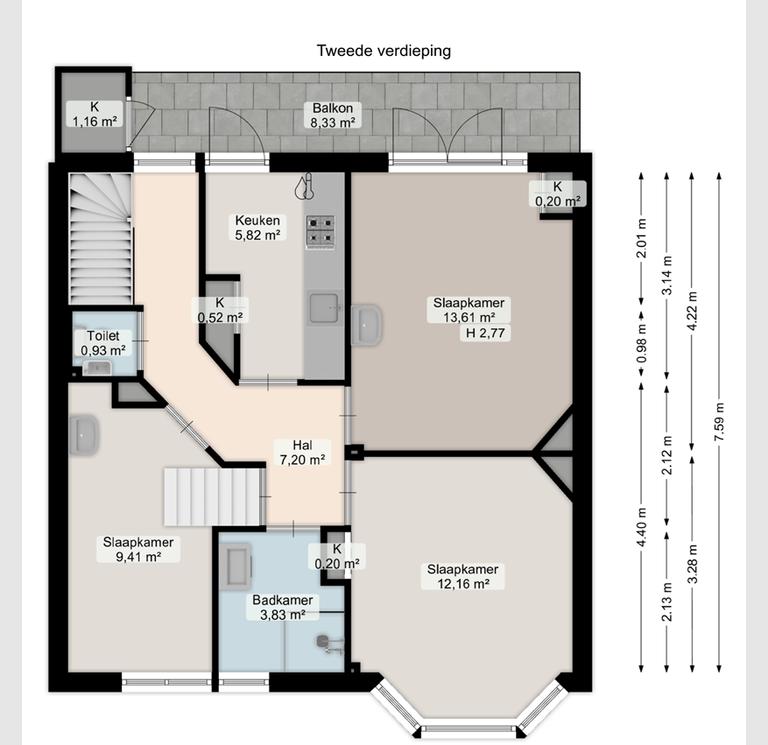 Kamer met balkon in de Indische buurt - Afbeelding 11