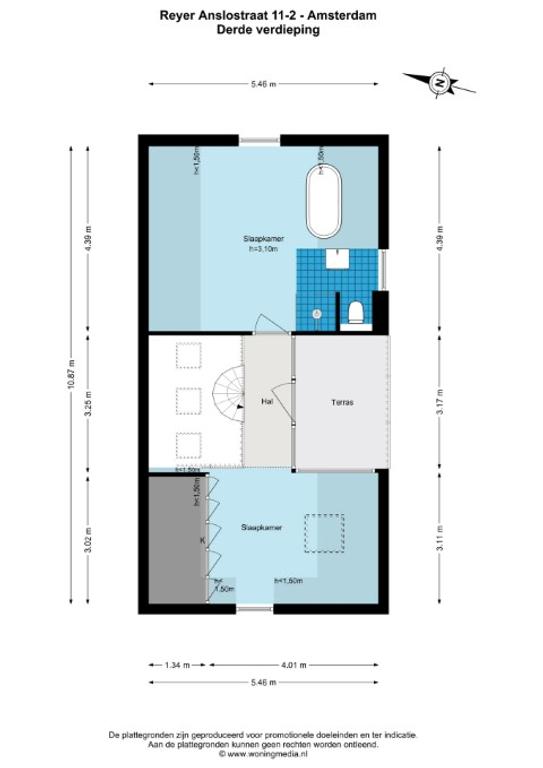 Licht 2-laags appartement met terras - Afbeelding 18