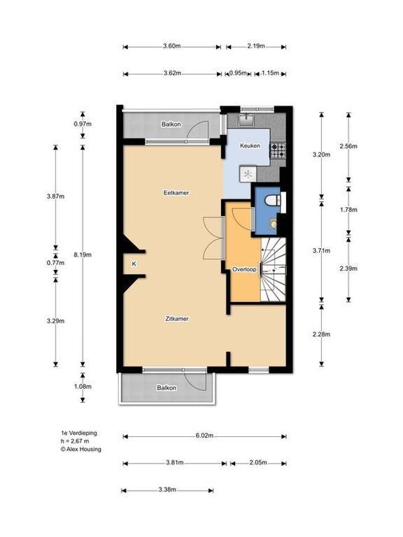 Dubbel bovenhuis met 2 balkons - Afbeelding 23