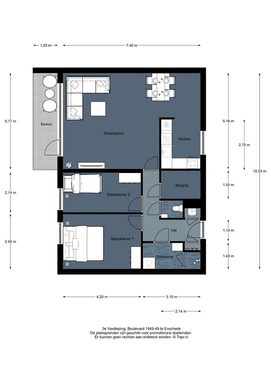 Gemeubileerd 3-kamerappartement centrum - Afbeelding 16