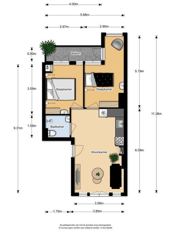 2-slaapkamerappartement met balkon in Oost - Afbeelding 13