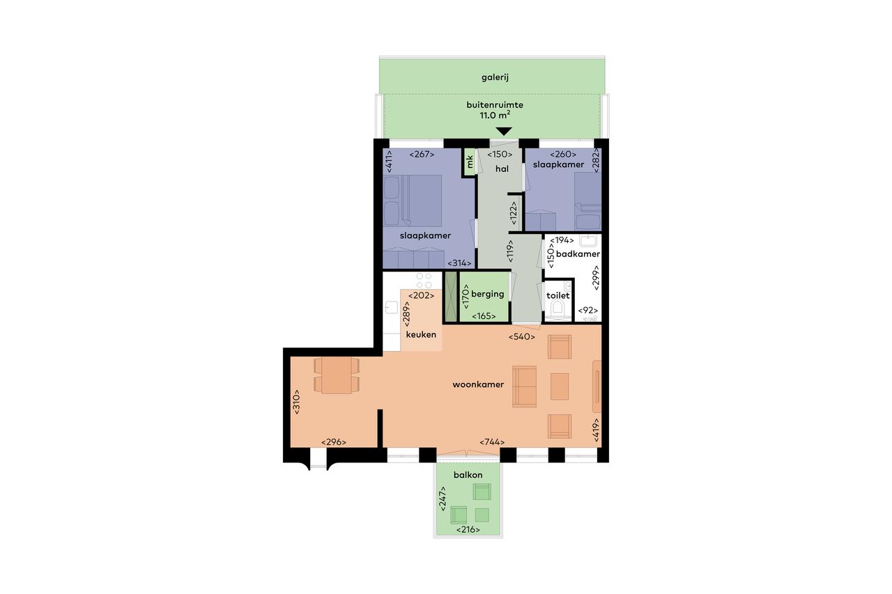 Gasloos 3-kamerappartement met balkon - Afbeelding 2