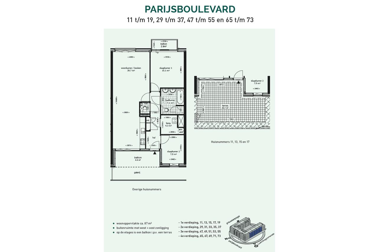 87 m² appartement met 2 slaapkamers - Afbeelding 17