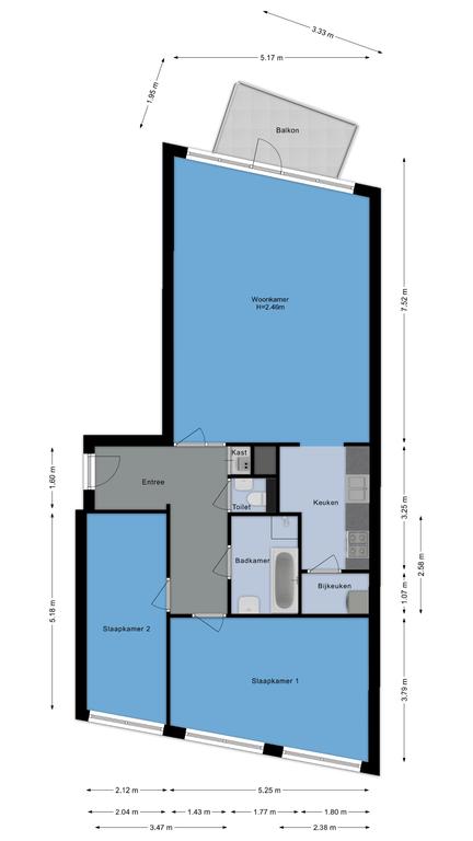 3-kamer appartement met balkon - Afbeelding 20