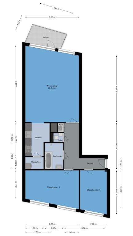Licht 3-kamerappartement met balkon - Afbeelding 16