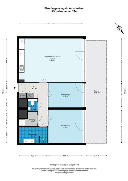 83 m² met groot balkon in Amsterdam-Noord - Afbeelding 14