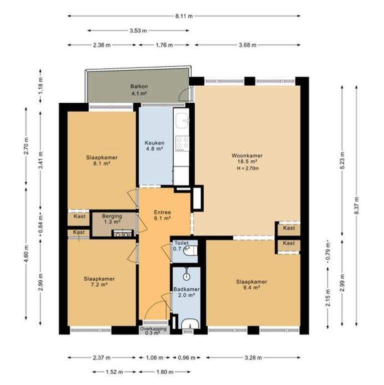 2-slaapkamerappartement in Geuzenveld - Afbeelding 16