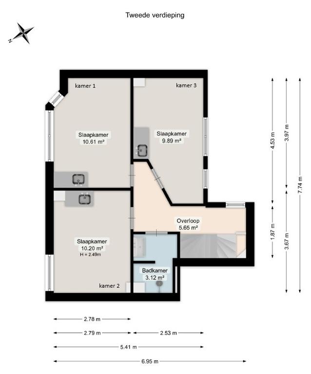 Vijf studentenkamers met woonkamer - Afbeelding 19