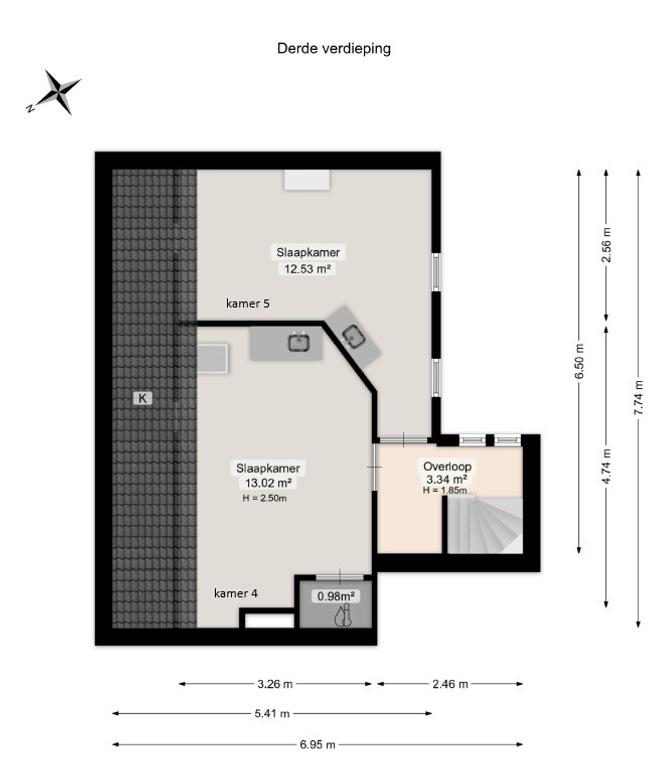 Vijf studentenkamers met woonkamer - Afbeelding 20