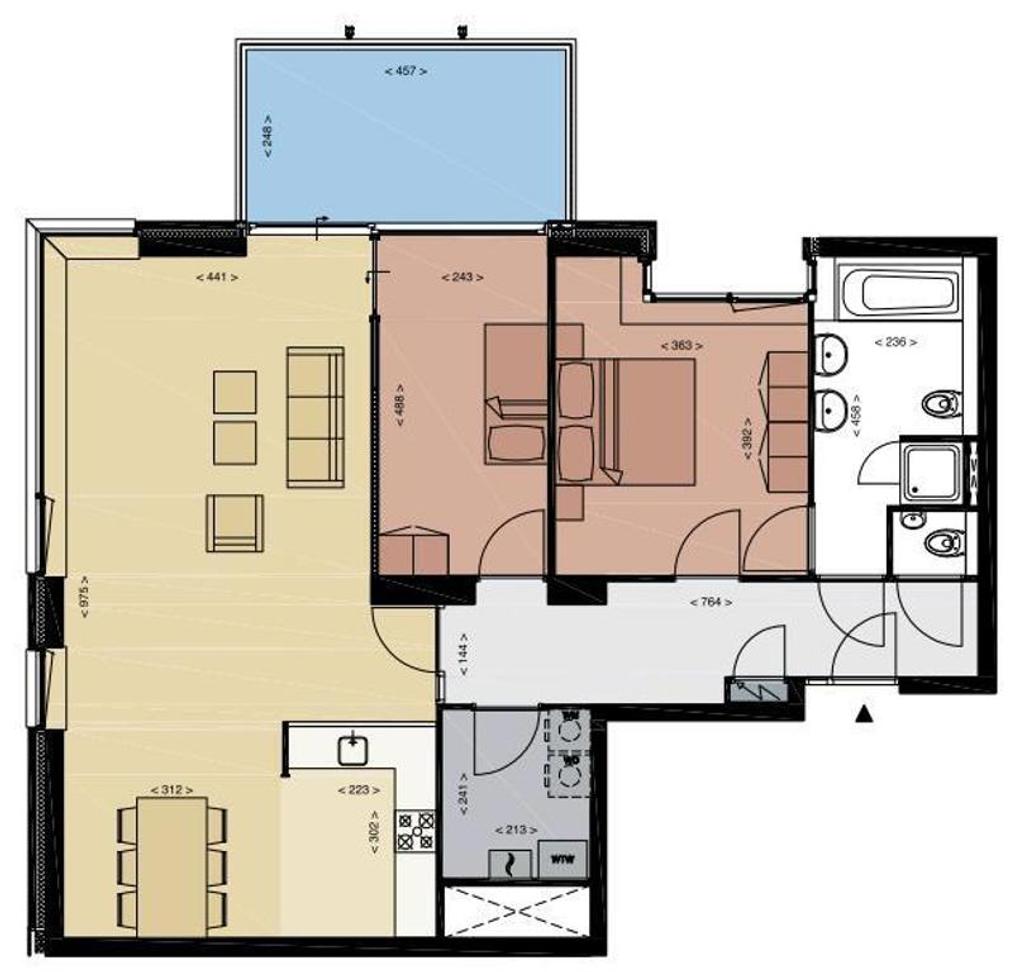 104 m² appartement met loggia en parking - Afbeelding 2