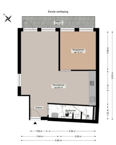 Gemeubileerd 2-kamerappartement aan Boterdiep - Afbeelding 8