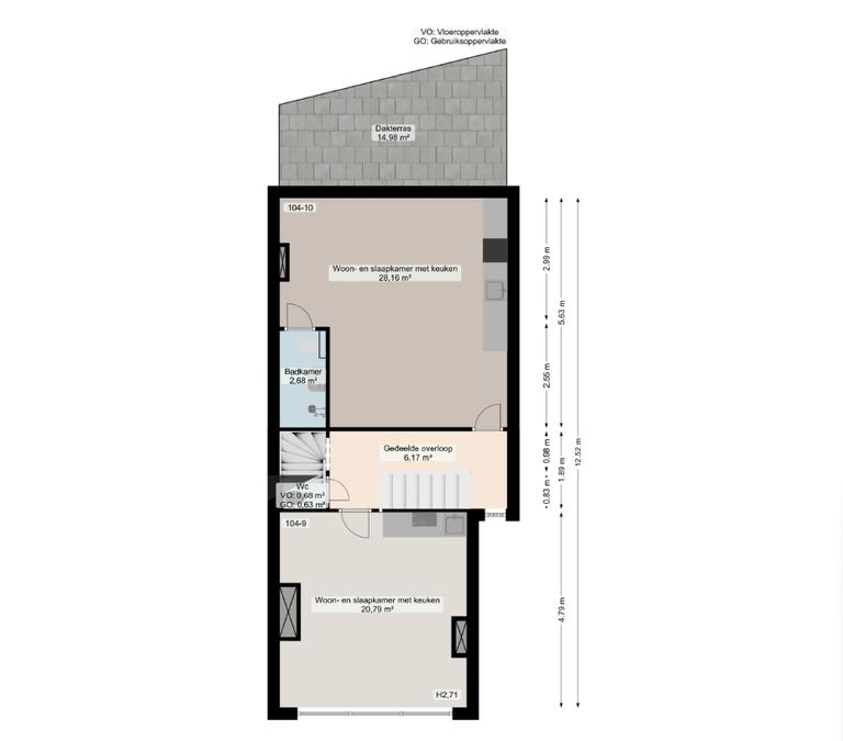 Kamer met dakterras aan de Hereweg - Afbeelding 13