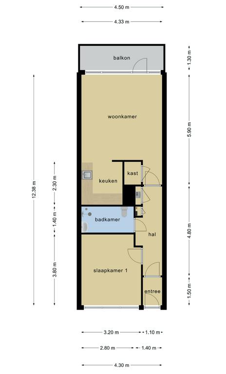 Licht appartement met balkon en vrij uitzicht - Afbeelding 11