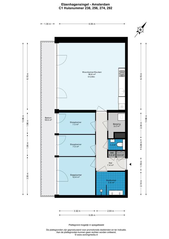 Licht 4-kamerappartement met groot balkon - Afbeelding 14