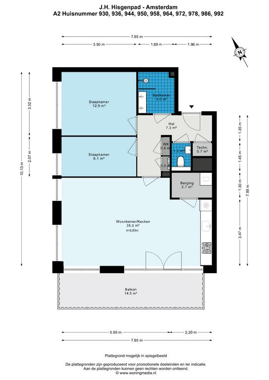 Driekamerappartement met balkon in Elzenhagen - Afbeelding 14