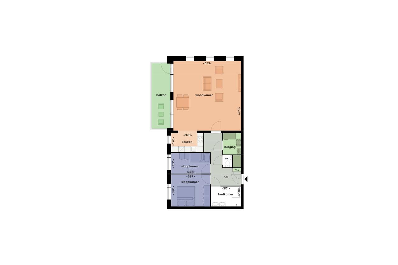 97 m² appartement met lang balkon - Afbeelding 20