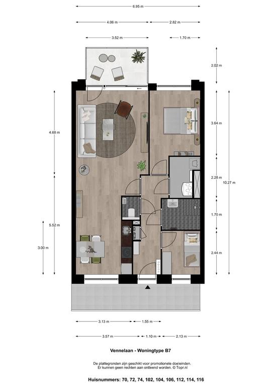 Licht 3-kamerappartement met balkon - Afbeelding 21