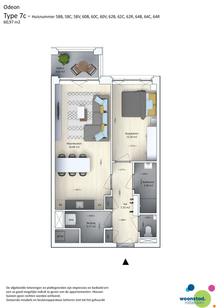 61 m² appartement met balkon in Oude Westen - Afbeelding 2