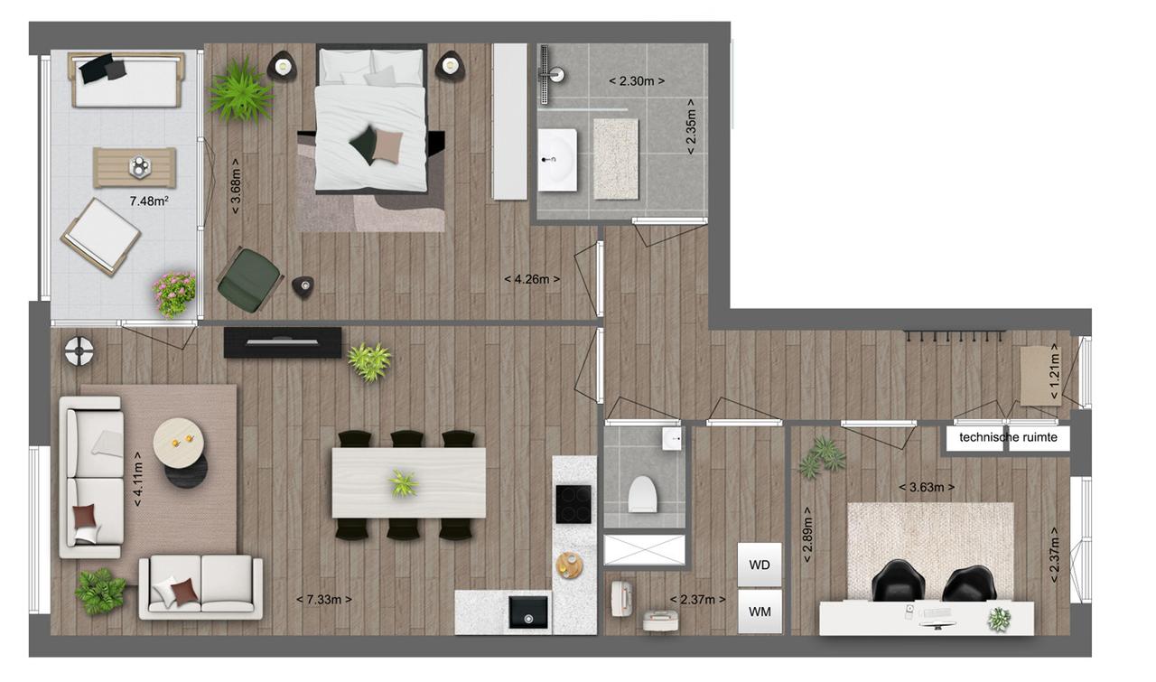 3-kamerappartement met balkon in Belcrum - Afbeelding 8