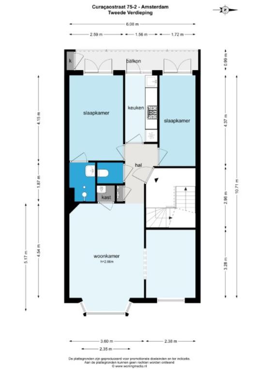 Licht 3-kamerappartement met westbalkon - Afbeelding 21