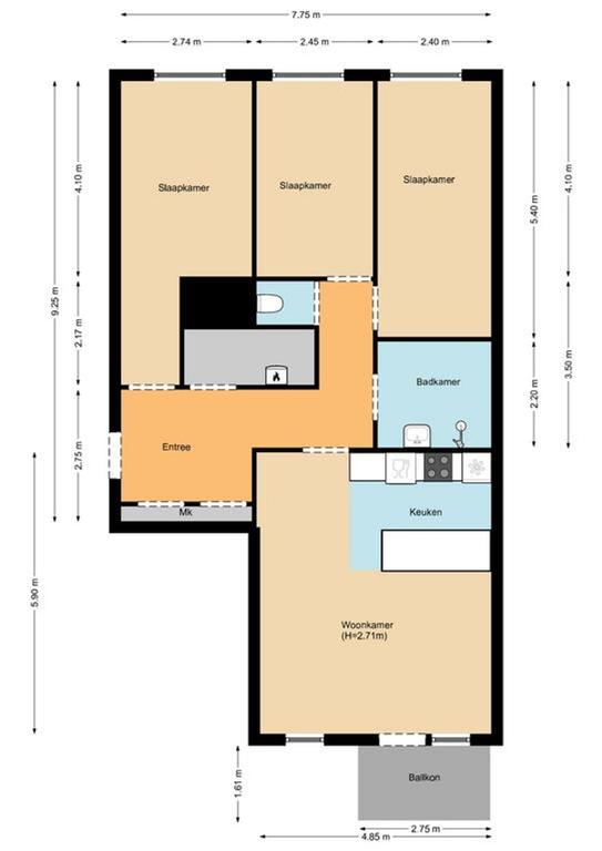 Drieslaapkamerappartement met balkon en parkeerplek - Afbeelding 32