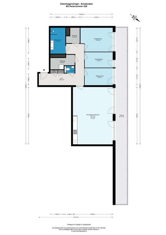 4-kamerappartement met terras in Elzenhagen - Afbeelding 19