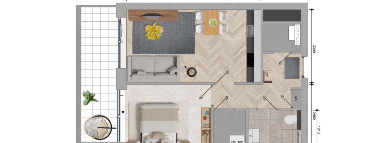 Licht 2-kamerappartement met balkon in Sloterdijk - Afbeelding 11