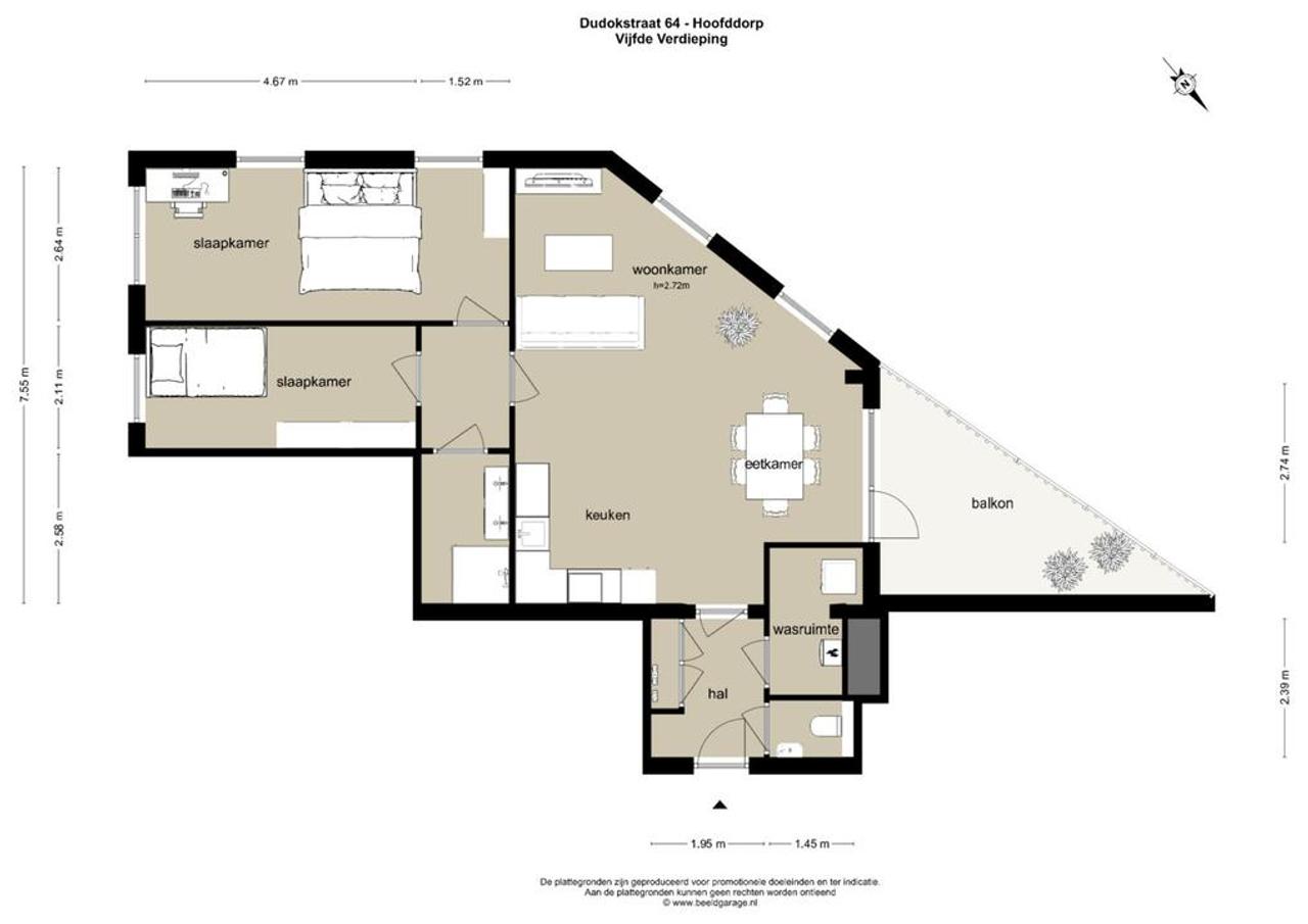 83 m² appartement met balkon in Hyde Park - Afbeelding 22
