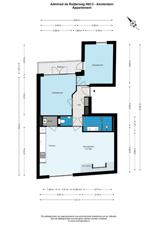 65 m² appartement met balkon in Amsterdam-West - Afbeelding 16