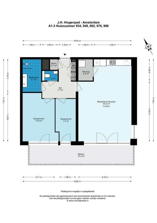 81 m² met groot balkon in Amsterdam-Noord - Afbeelding 15